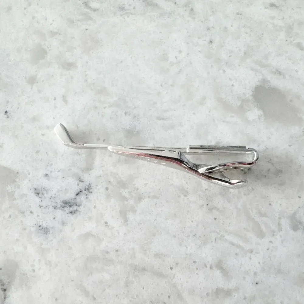 Swank Golf Club Tie Clip Men One Size Silver Tone‎ Golf Themed Vintage Accessory